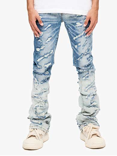 Distressed Gradient Stacked Jeans