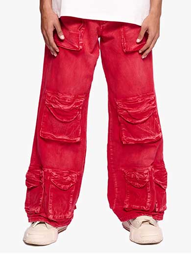 Velvet Cargo Wide-Leg Jeans
