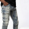 Custom Arc-Cut Cargo Denim with Washed Destroy Finish
