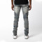 Custom Arc-Cut Cargo Denim with Washed Destroy Finish