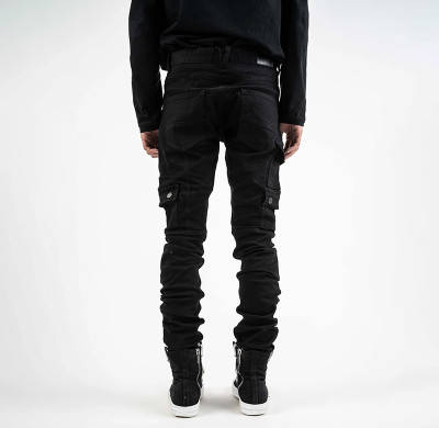 Custom Black Tactical Stacked Pants with Utility Pockets