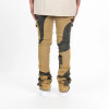 Custom Panelled Utility Stack Jeans in Sand & Black