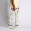 Custom Multi-Pocket Stacked Jeans with Bleach Wash Detail