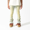 Custom Distressed Stacked Skinny Jeans with Bleach Fade Finish