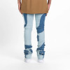 Custom Two-Tone Patchwork Stacked Jeans with Utility Pockets