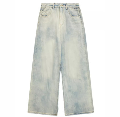 Custom Washed Wide-Leg Jeans with Minimalist Vintage Finish