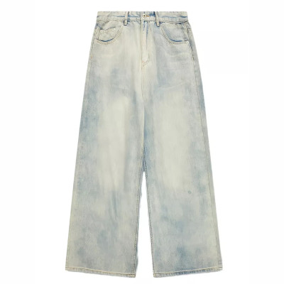 Custom Washed Wide-Leg Jeans with Minimalist Vintage Finish