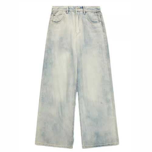 Custom Washed Wide-Leg Jeans with Minimalist Vintage Finish
