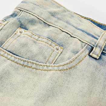 Custom Washed Wide-Leg Jeans with Fade Vintage Finish Wash Denim Pants