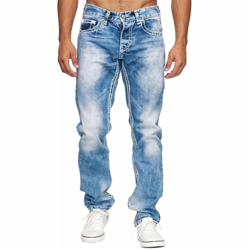 Custom Washed Wide-Leg Jeans with Minimalist Vintage Finish