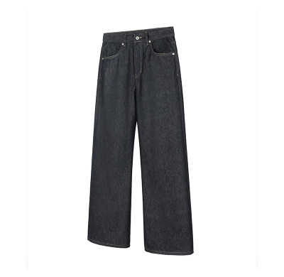 Custom Raw Denim Wide-Leg Jeans with High-Waist Fit