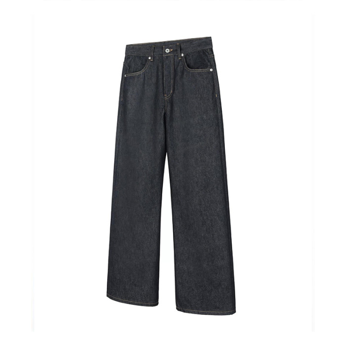 Custom Raw Denim Wide-Leg Jeans with High-Waist Fit