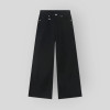 Custom Washed Black Wide-Leg Jeans with Faded Whisker Effect