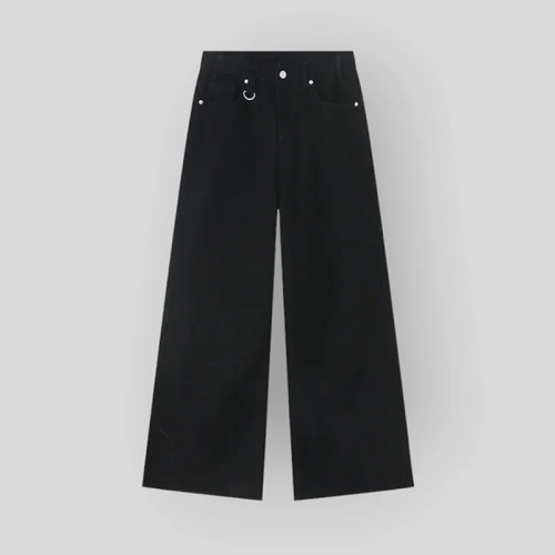Custom Washed Black Wide-Leg Jeans with Faded Whisker Effect