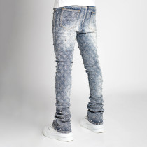 Custom Rhinestone Stacked Skinny Jeans for Designer Brands