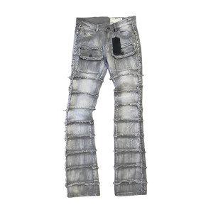 Custom Allover Fringed Panel Straight Jeans for Streetwear Labels