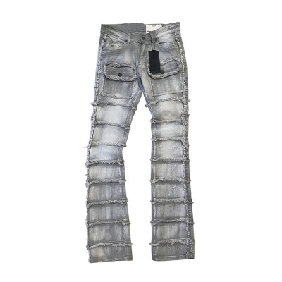 Custom Allover Fringed Panel Straight Jeans for Streetwear Labels