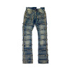 Custom Allover Fringed Panel Straight Jeans for Streetwear Labels