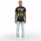 Custom Painted Flared Jeans with Geometric Rips & Light Wash Finish