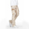 Custom Beige Cargo Flared Jeans with Distressed Panel Details