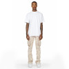 Custom Beige Cargo Flared Jeans with Distressed Panel Details