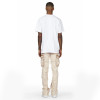 Custom Beige Cargo Flared Jeans with Distressed Panel Details