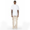 Custom Beige Cargo Flared Jeans with Distressed Panel Details