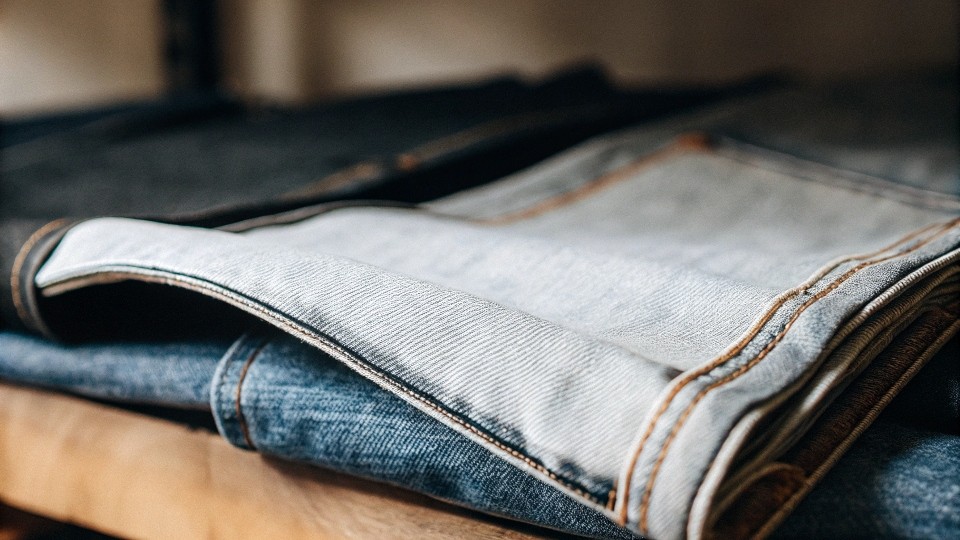 Japanese denim fabrics are superior because they're woven on vintage shuttle looms, use the finest cotton, and benefit from carefully controlled dyeing processes.