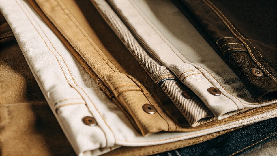 Specify denim fabrics by weight (8–16 oz), composition (100% cotton vs. stretch blends), dyeing method (rope vs. slasher dyed), and origin (Japanese selvedge vs. Chinese cone mill).