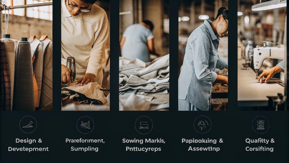 The apparel manufacturing process typically follows six key stages