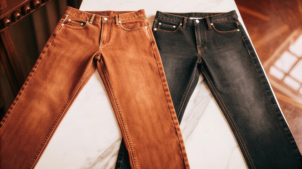 Blue jeans—especially mid- to dark-wash indigo
