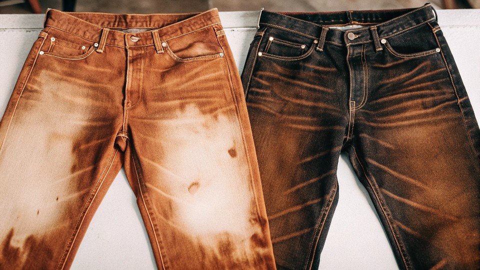 Indigo-dyed blue jeans develop natural fades and patina, and care is forgiving if washed correctly.