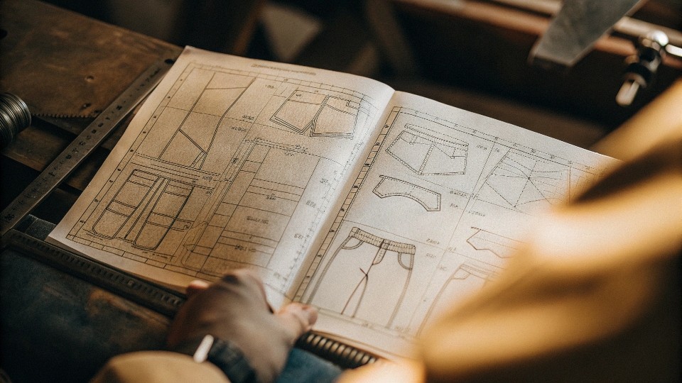 A tech pack is a comprehensive production blueprint: technical flats, measurement spec, BOM, construction steps, wash recipe, trims, and QC checkpoints.