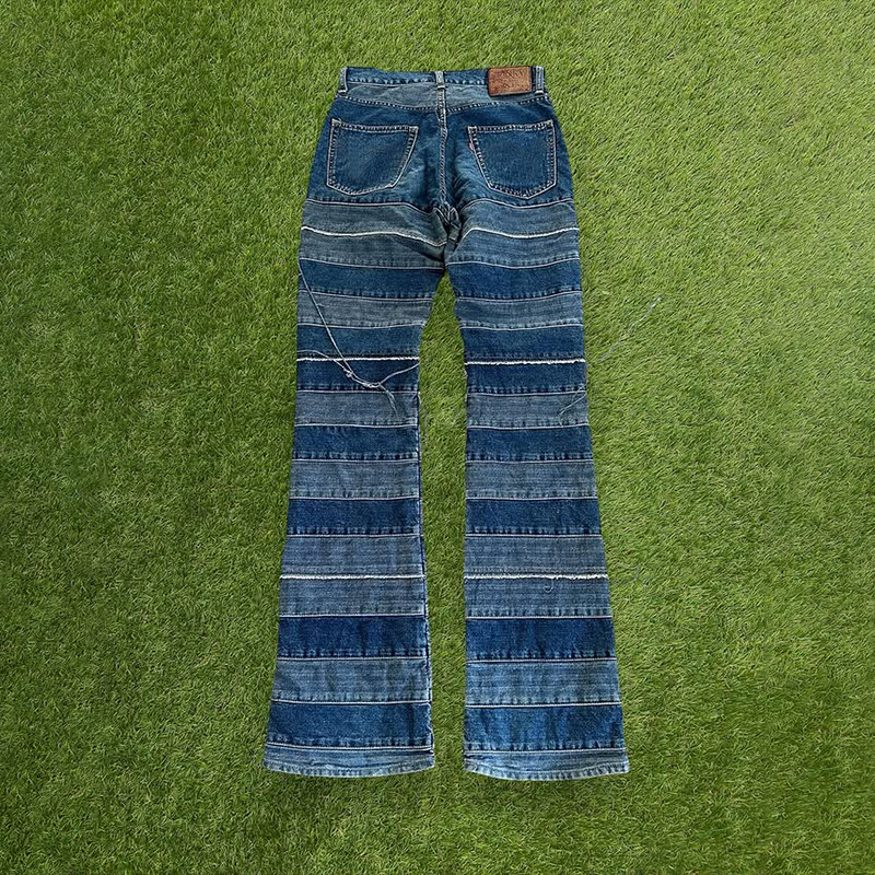 Custom Blue Patchwork Jeans