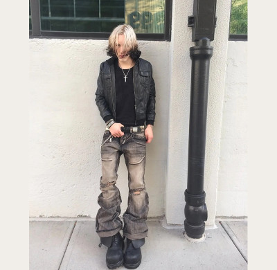 Custom OEM/ODM Ash Grey Distressed Jeans for Wholesale