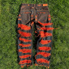 Custom Red Patchwork Denim Jeans - Services for Brands and Wholesalers