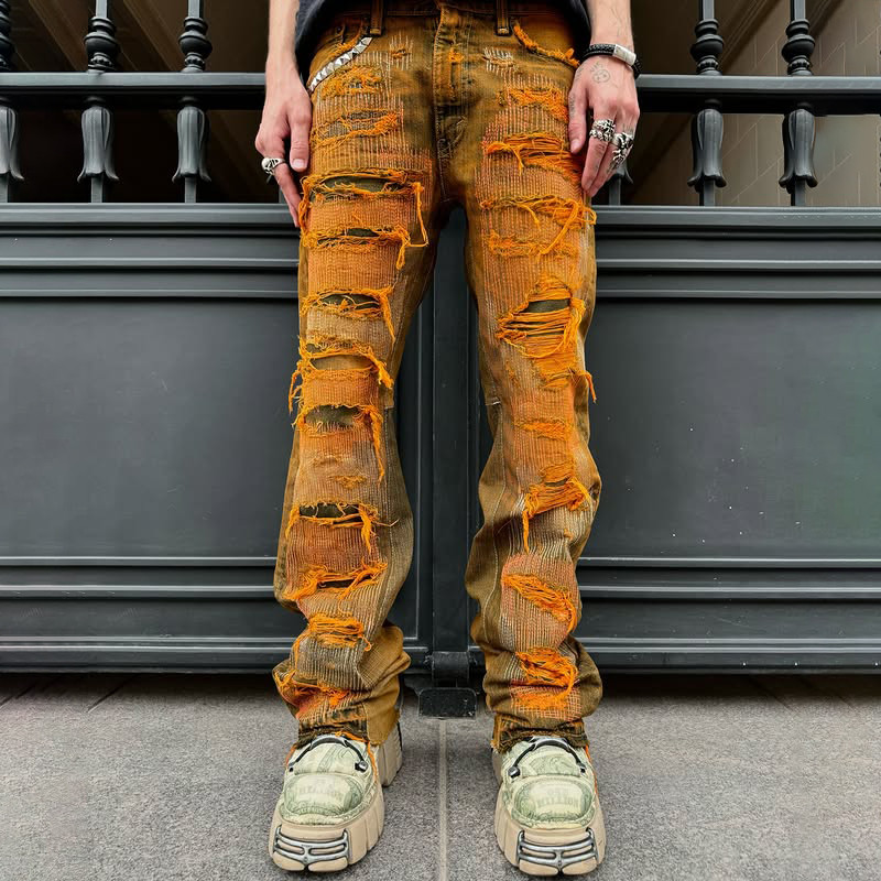 OEM Mud Yellow Distressed JeansOEM