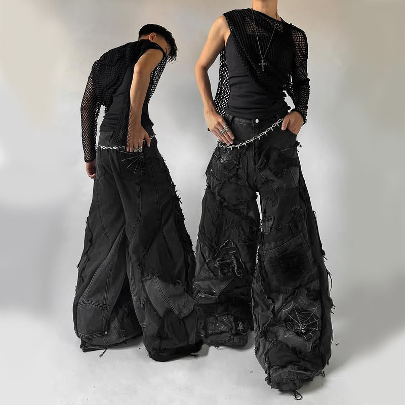 Wholesale Custom Black Wide Leg Jeans