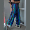 OEM/ODM Custom Blue Printed Loose Denim Jeans