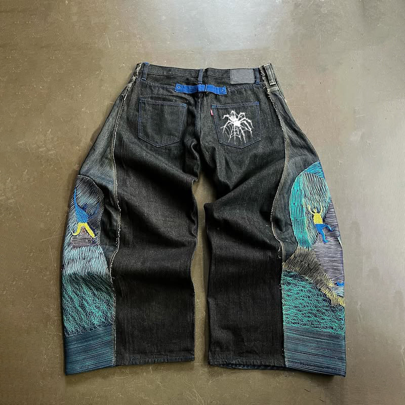 Embroidery Wide Leg Jeans Wholesale