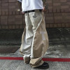 Custom White and Light Brown Color Block Wide Leg Jeans
