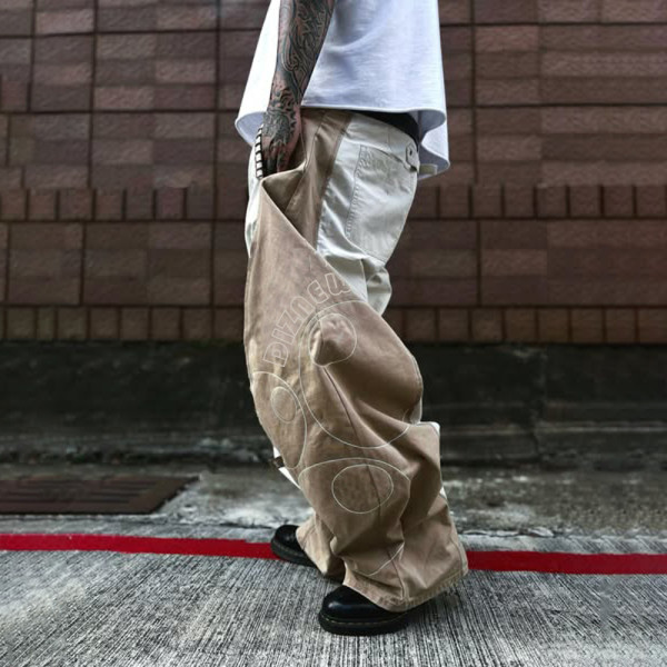 Custom White and Light Brown Color Block Wide Leg Jeans