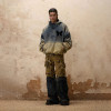 OEM & ODM Services for Custom Gray-Blue and Mud Yellow Color Block Denim Jacket