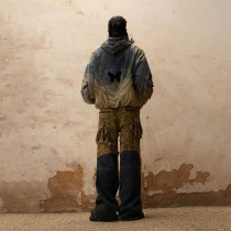 OEM & ODM Services for Custom Gray-Blue and Mud Yellow Color Block Denim Jacket