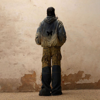 OEM & ODM Services for Custom Gray-Blue and Mud Yellow Color Block Denim Jacket