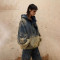 OEM & ODM Services for Custom Gray-Blue and Mud Yellow Color Block Denim Jacket