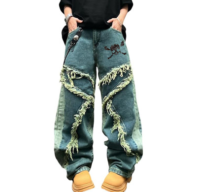 OEM/ODM Custom Green Loose Wide-Leg Jeans