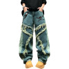 OEM/ODM Custom Green Loose Wide-Leg Jeans