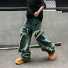 OEM/ODM Custom Green Loose Wide-Leg Jeans
