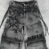 Wholesale Stylish Ash Gray Wide-Leg Denim Trousers